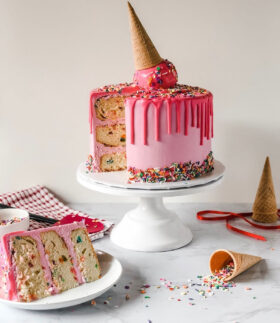 Delightful Melting Ice Cream Cone Drip Cake