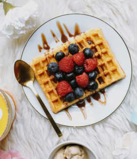 Tasty Waffle With Berries Belgian Waffle Fruit